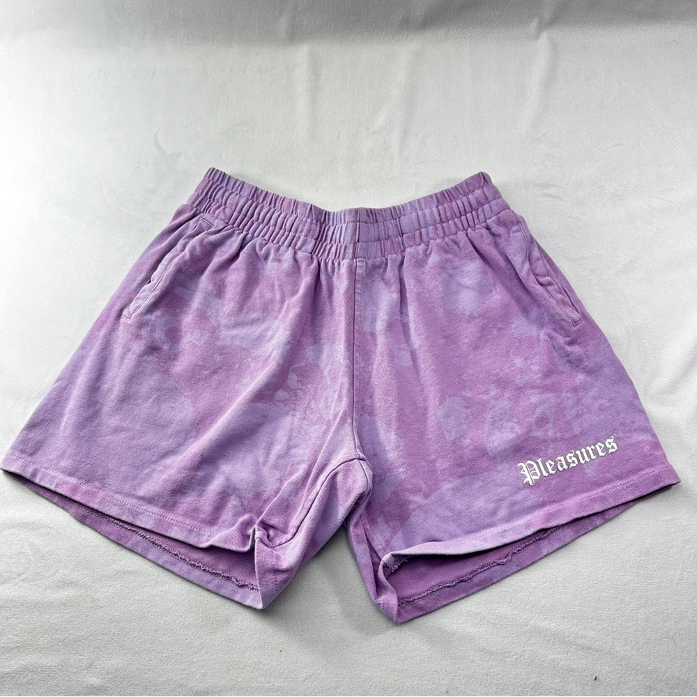 Pleasures Now Purple Shorts Mens Despair Lavender Knit Stretch Skull Small
